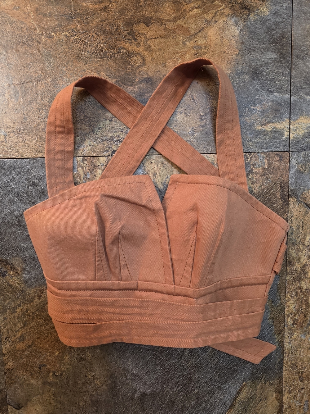 Luxxel Rust Crossback Structured Crop Top
